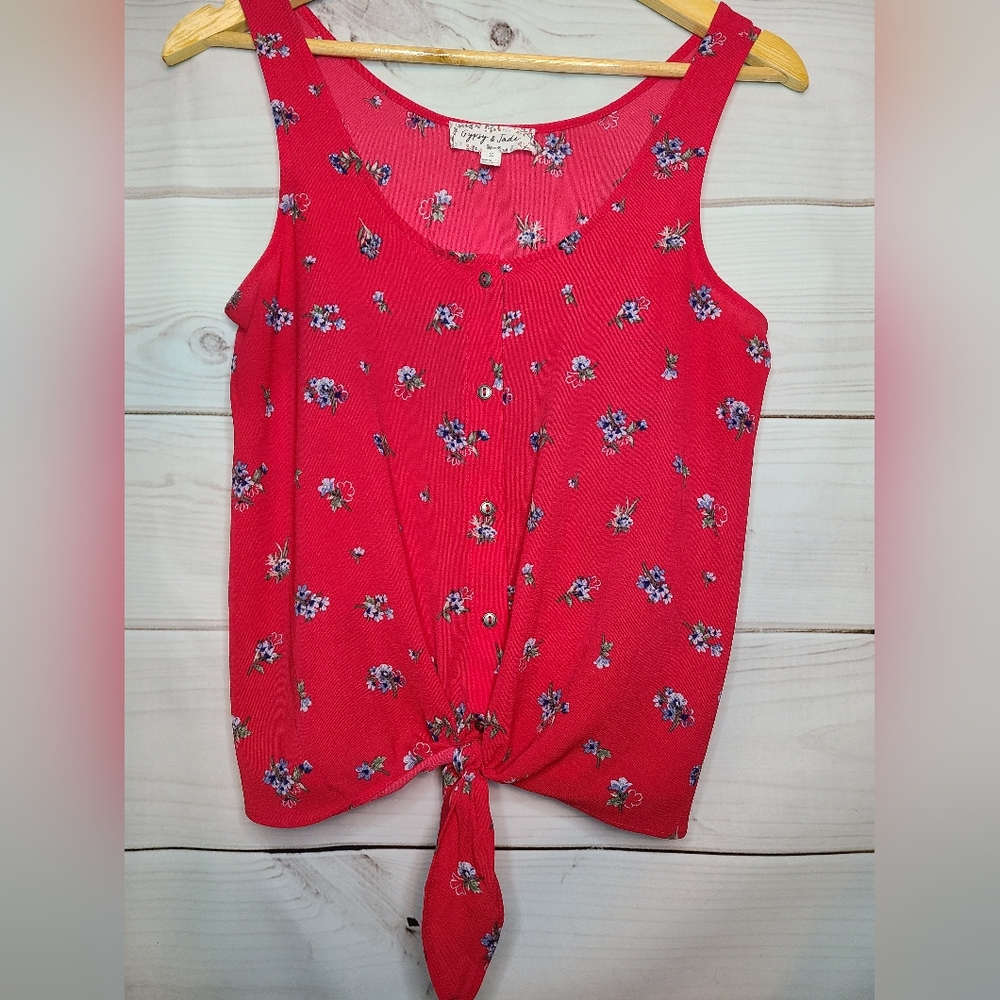 Gypsy & Jade Cropped Tie-Front Tank Size Medium